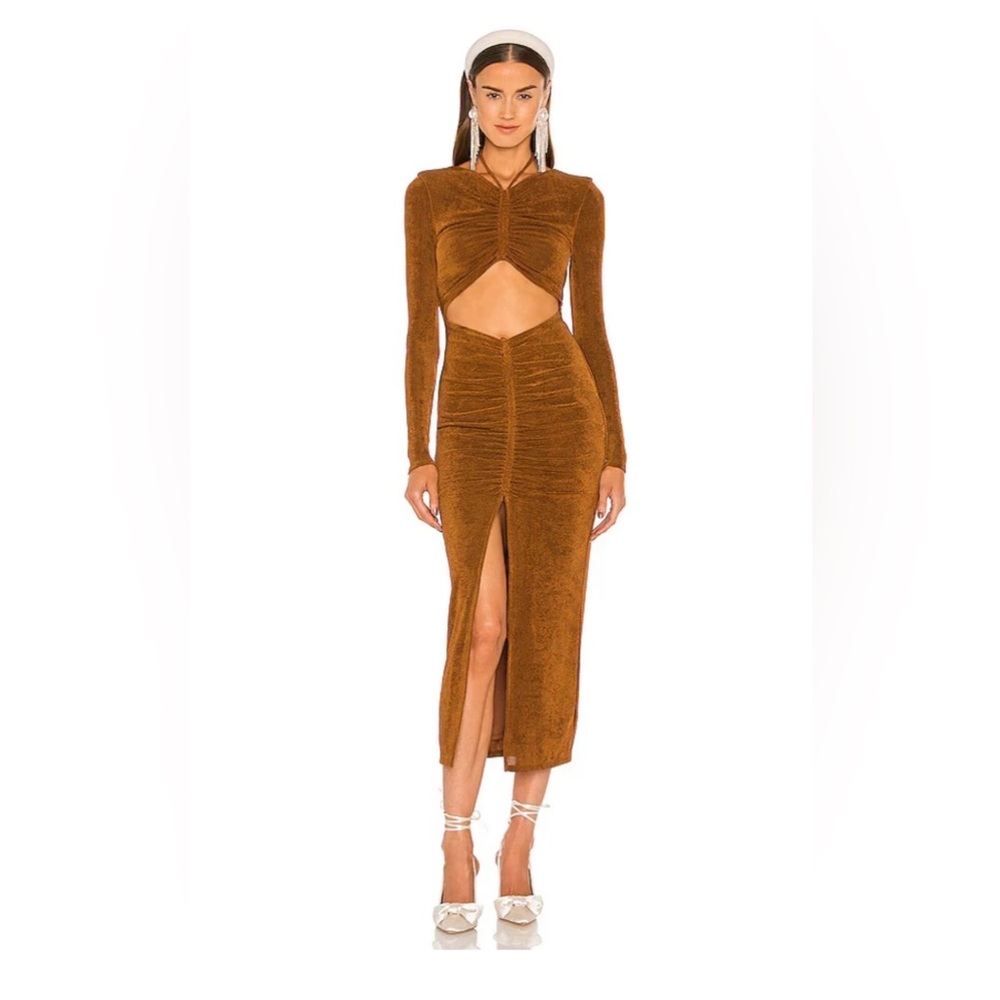 Revolve Lovers & Friends Helena Midi Dress in Copper Size XS Cut Out Stretch